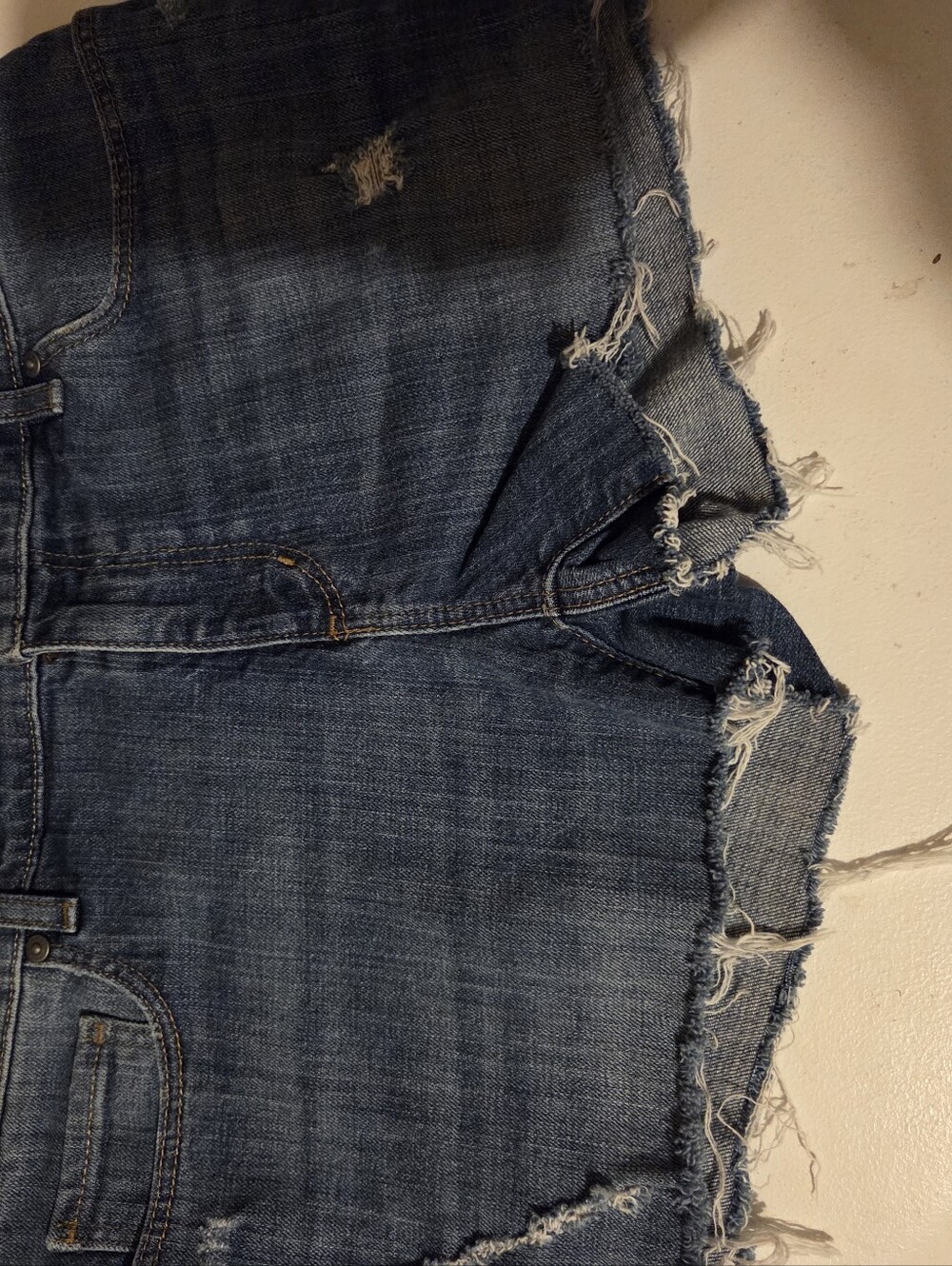 Ann Taylor Frayed Hem Dark Blue Denim Shorts